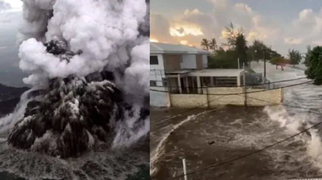 Así fue el tsunami en la isla de Tonga.