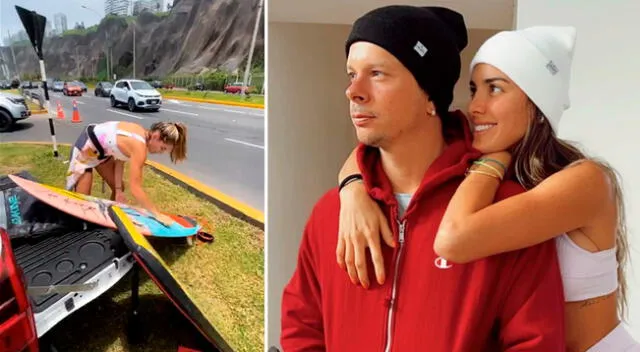 Korina Rivadeneira y Mario Hart decidieron ir a surfear.