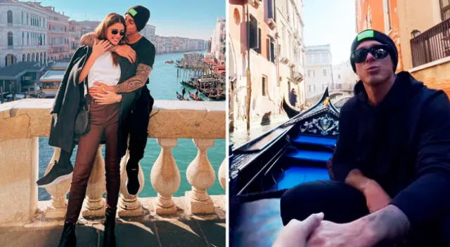 Hugo García compartió en Instagram unos románticos clips con su joven novia por Venecia.