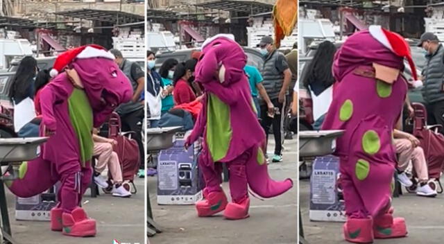 Barney es captado animando show y su apariencia llama la atención de los usuarios