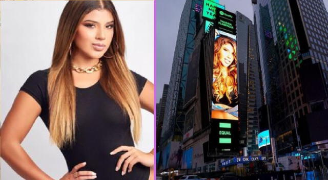 Yahaira Plasencia celebró su aparición en el Times Square de New York.