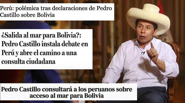 Estas fueron las reacciones de la prensa internacional tras declaraciones de Pedro Castillo sobre Bolivia.