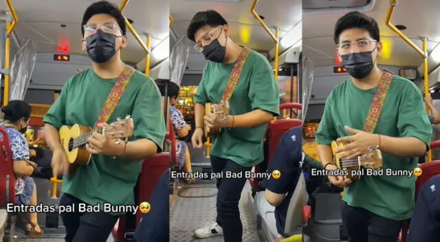 Singular escena del joven en el bus se hizo viral en las redes sociales.