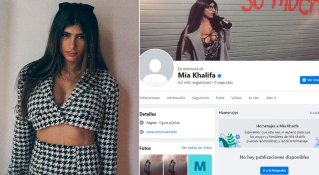 El perfil de Facebook de la exactriz de cine para adultos, Mia Khalifa, cambió a cuenta memorial, especulando su muerte.