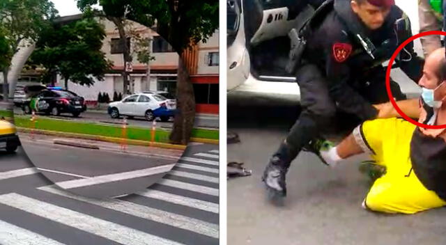 El hombre fue finalmente reducido y enmarrocado a la fuerza para luego ser llevado a la comisaría del sector.