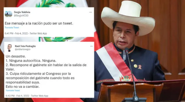 Usuarios critican a Pedro Castillo tras anunciar nuevo gabinete: “Ese mensaje a la Nación pudo ser un tweet”
