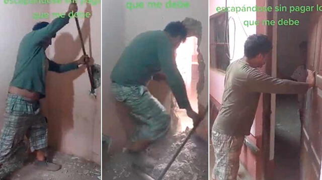 Rompe la pared de su casa para llegar a su inquilino y cobrarle la deuda y se vuelve viral en redes sociales.