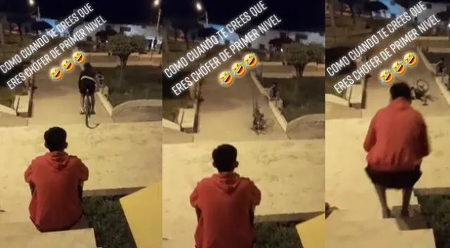 Singular escena del joven en su bicicleta se hizo viral en las redes sociales.