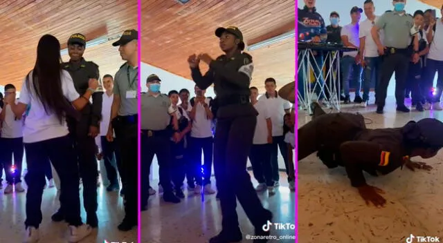 La oficial causó furor en TikTok con sus pasos de baile.