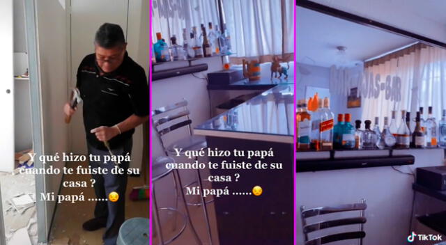 La joven no esperó que su padre hiciera un bar en su habitación.