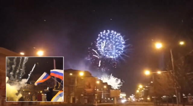 Imágenes de las celebraciones en las calles de Donetsk se hicieron viral en las redes sociales.