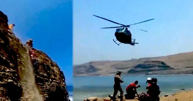Joven ciclista sufre caída a acantilado y fue rescatado por helicóptero.