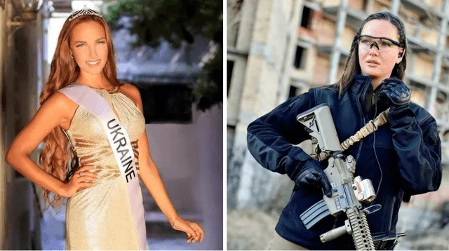 Miss Ucrania 2015 Anastasiia Lenna toma las armas para luchar