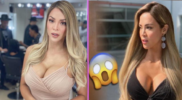 Sheyla Rojas evidencia su molestia al ser abordada por cámaras de TV.