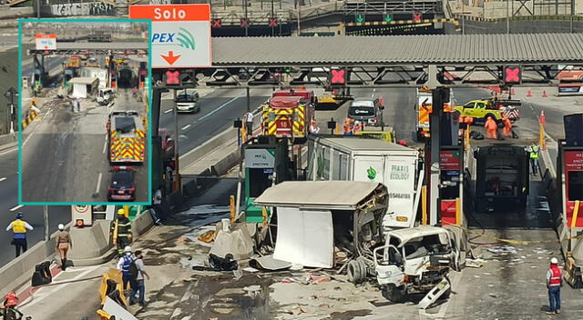 Bus colisionó contra dos vehículos en el peaje de Línea Amarilla.