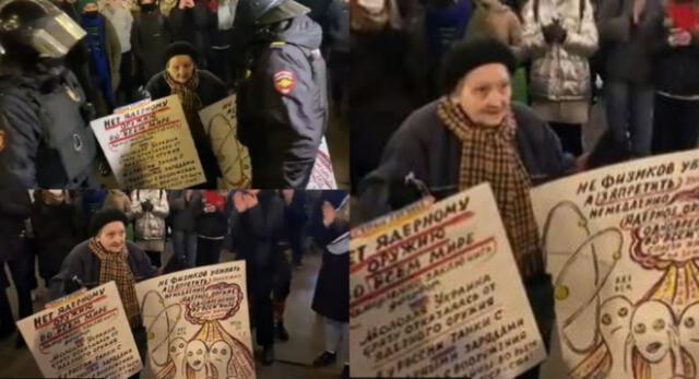 La adulta mayor fue detenida por la policía rusa en medio de una protesta en contra de la guerra.