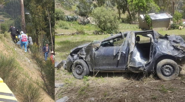 Auto pierde el control la altura del sector Mitucro en Huaraz y termina destruido.
