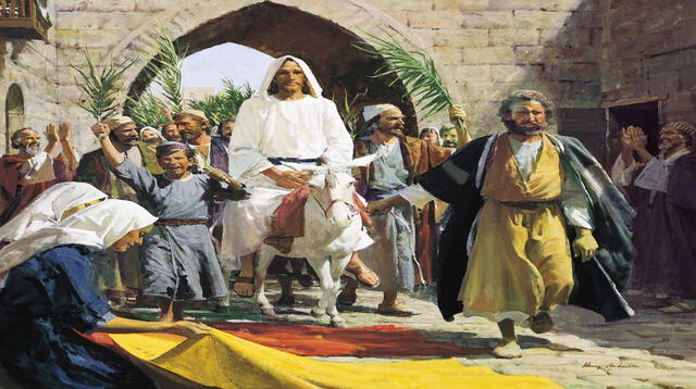 Jesús haciendo su ingreso triunfal a Jerusalén en Domingo de Ramos