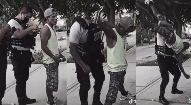 Peculiar escena entre un policía e intervenido se hizo viral en las redes sociales.