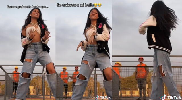 Singular baile de la chica y unos obreros se hizo viral en las redes sociales.
