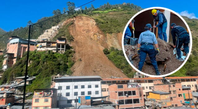 Autoridades siguen con las labores de rescate tras el deslizamiento de tierra en Pataz, La Libertad.