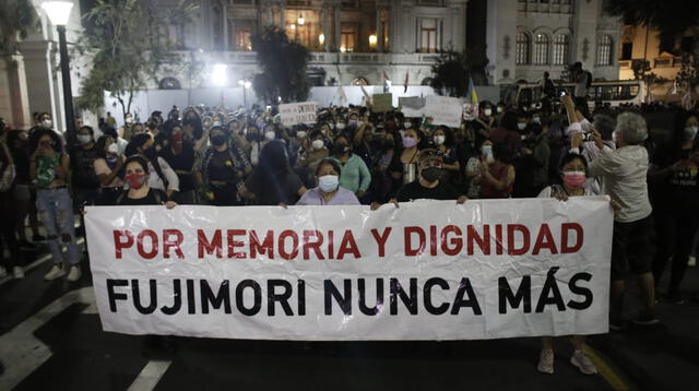 Marchas contra la liberación del exdictador se concentra en Plaza San Martín