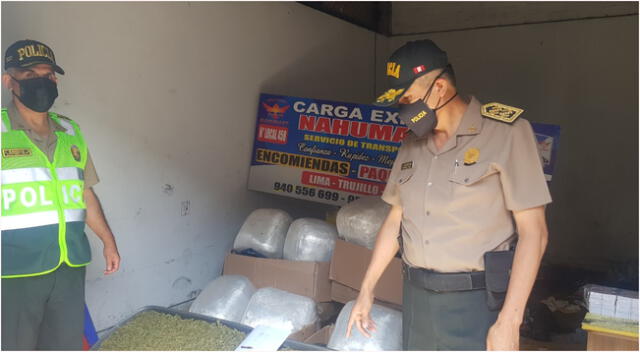 Policía Nacional encontró droga en local de carga en San Luis.