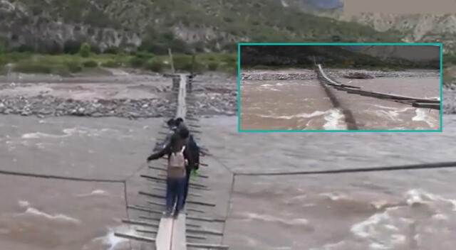 Niños ponen en peligro sus vidas al cruzar río de Ayacucho para asistir al colegio.