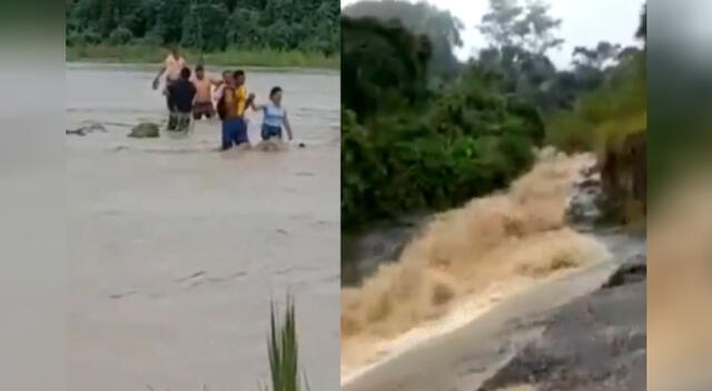 Desborde de río en Amazonas restringe el tránsito y ciudadanos arriesgan sus vidas.