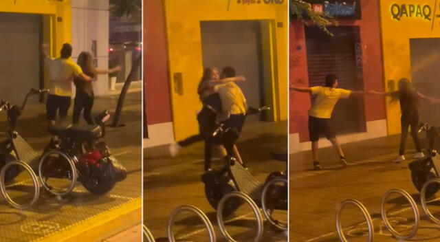 La pareja se puso a bailar en medio de la calle.