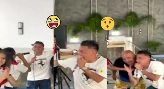 Christian Cueva se muestra feliz y hasta la hizo de animador como si estuviera en un concierto.