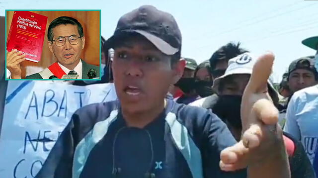 Protestantes rechazan la Constitución que se formuló durante el gobierno de Alberto Fujimori.