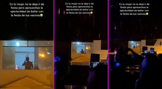 El hombre aprovechó la música y se puso a bailar desde el otro lado.