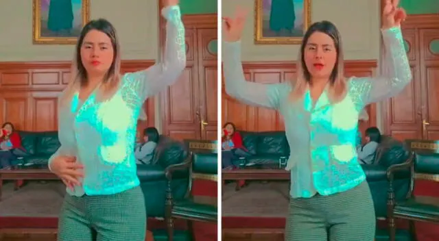 Tania Ramírez, de Fuerza Popular, se grabó en un video para TikTok dentro de las instalaciones del Congreso de la República.