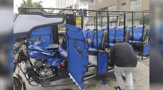 Adaptan mototaxi para que tengas más asientos y lleve a un mayor número de personas en SJL.