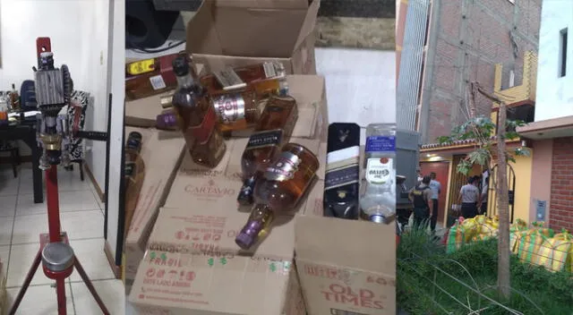 Intervienen vivienda en Ate, donde fabricaban botellas de alcohol bamba.