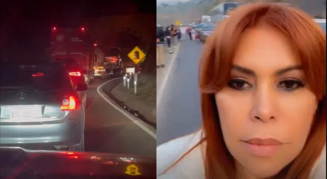 La conductora Magaly Medina quedó atrapada en la carretera por cuatro horas mientras intentaba salir de Lima por Semana Santa.
