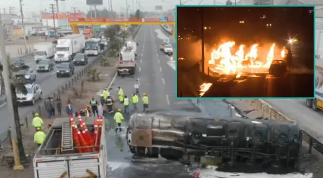 Choque entre dos unidades provoca incendio en plena Panamericana Sur.