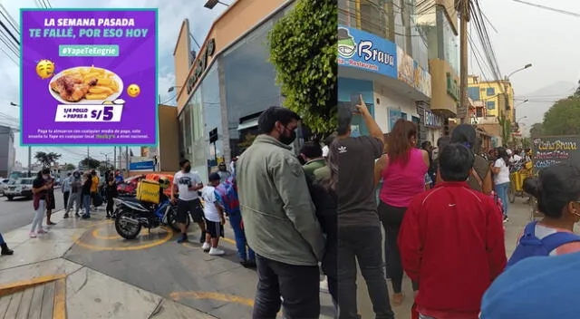 Largas colas se producen esta tarde por compras de pollo a la brasa.