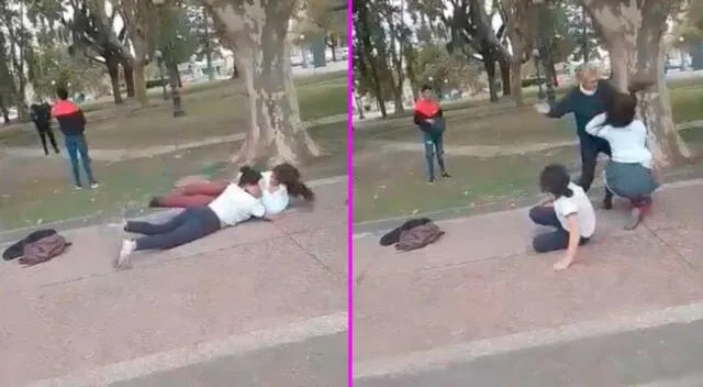 La maestra acabó la pelea callejera de sus alumnas.