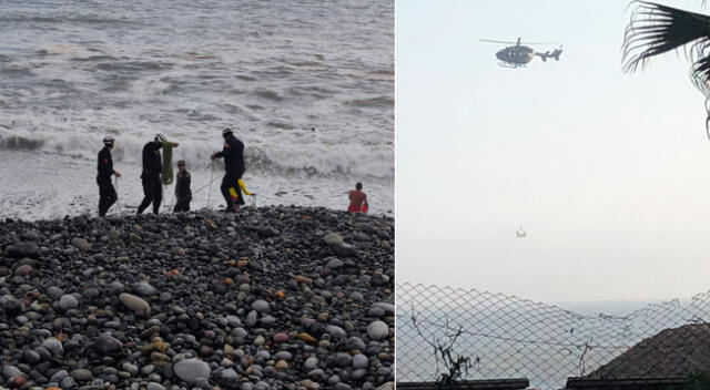 Equipo de rescate acudió a la playa para recuperar los cuerpos de las víctimas.