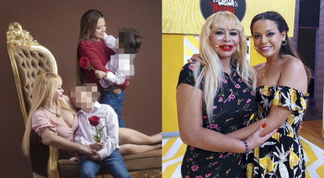 Florcita, sus hijos y Susy Díaz posan felicen por el Día de la Madre.