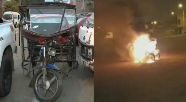 Mototaxi fue quemada en San Juan de Lurigancho.