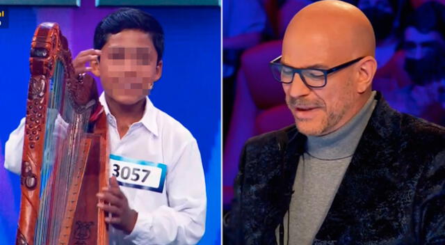 Ricardo Morán se emociona por niño que toca el arpa.