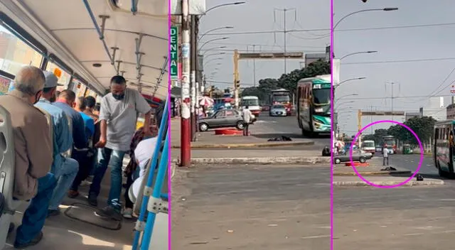 El hombre se bajó del bus y empezó a caminar con normalidad.