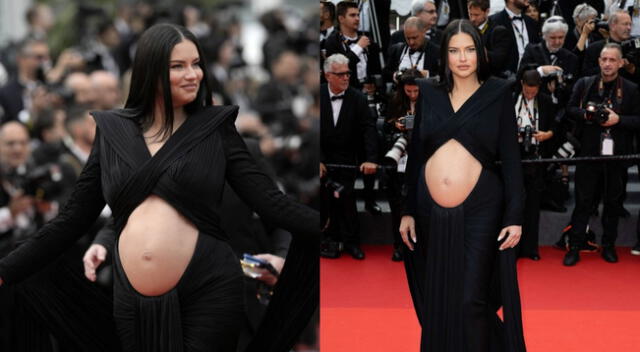 Adriana Lima lució su vientre en todo su esplendor durante el festival de Cannes.