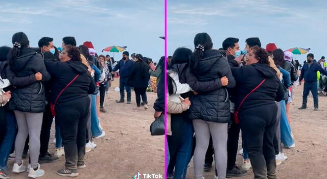 La mujer intentó cruzar al otro lado de la playa pero no la dejaron.