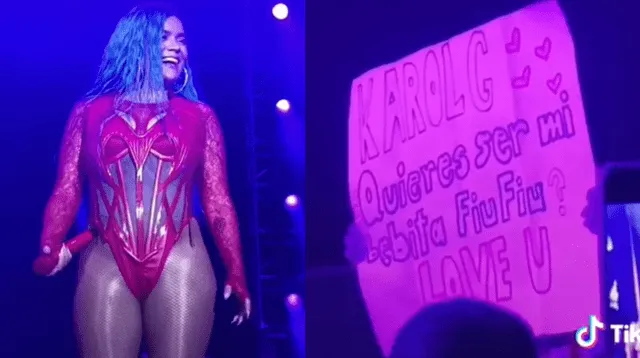 Fan le pide a Karol G que sea su 'Bebita fiu fiu' en pleno concierto.