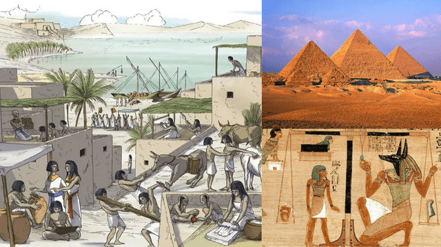 Los campesinos construían pirámides que servían de tumbas para los faraones.
