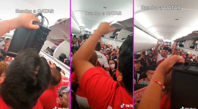 Los hinchas celebraron todo el vuelo rumbo a Qatar.